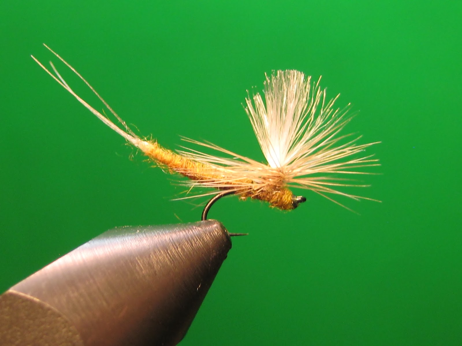My Trout Fly: Extended body parachute blue wing olive.