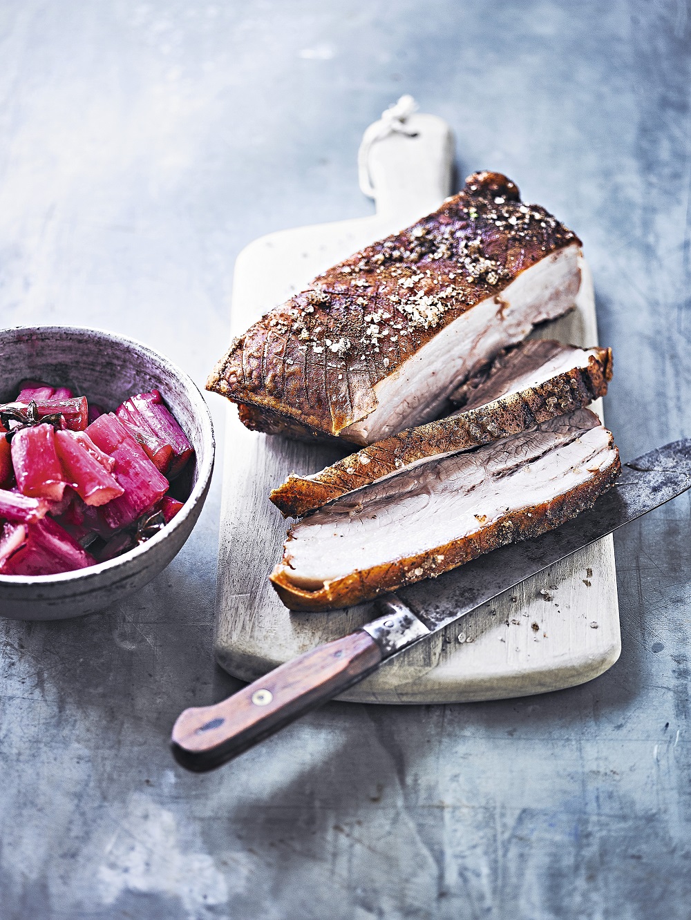 Five Spice Belly Pork With Baked Rhubarb Claire Justine