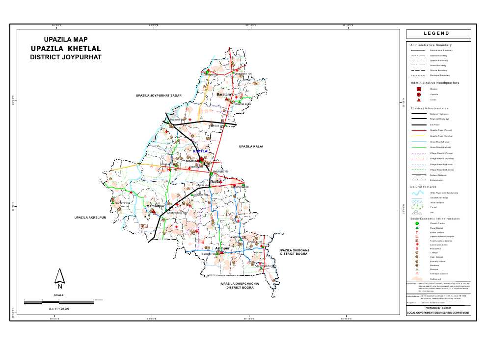 Khetlal Upazila Map Joypurhat District Bangladesh