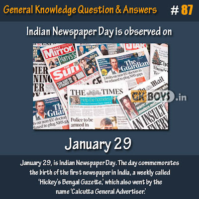 Indian Newspaper Day is observed on