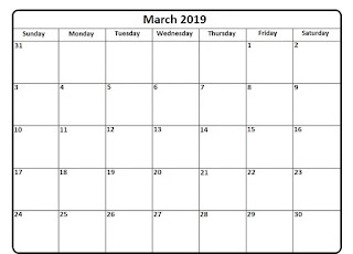 Free Printable Calendar March 2019
