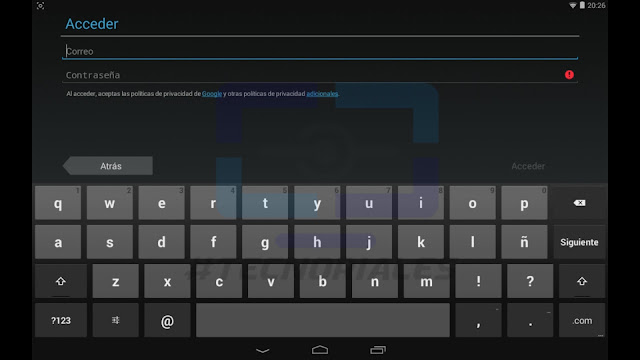 Google Play Log In en tablet canaima.