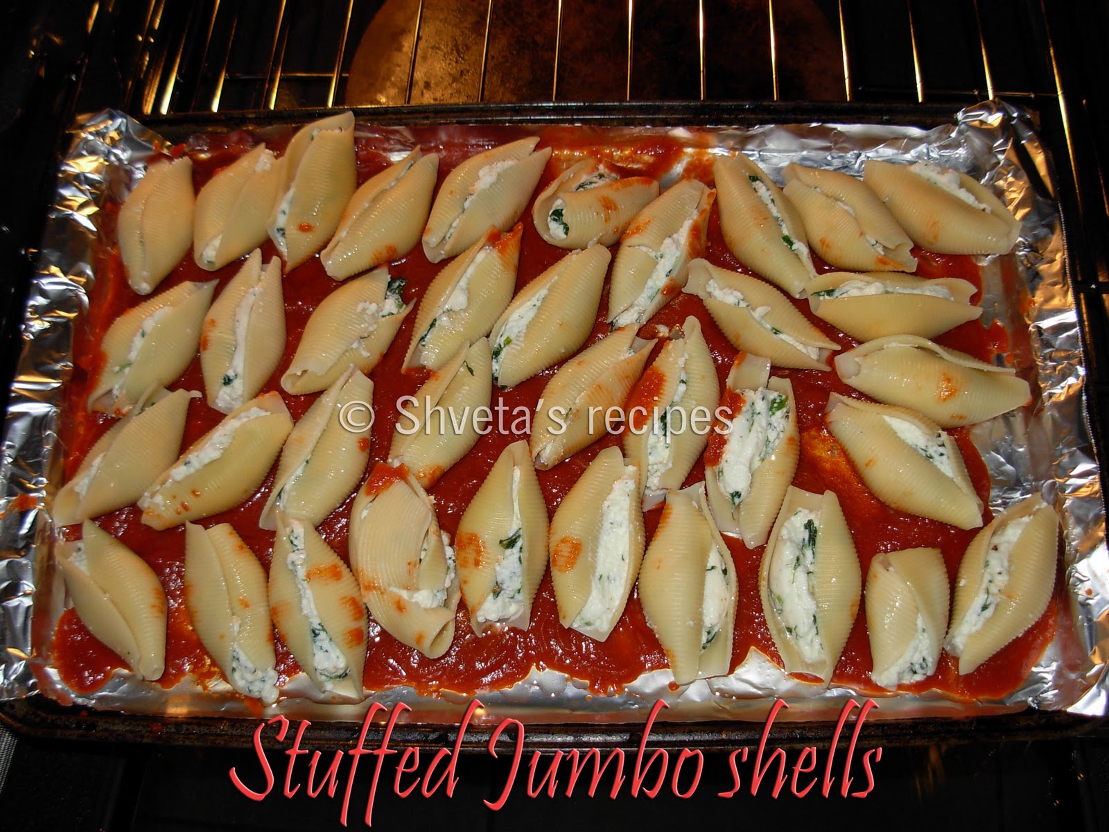 Shveta's Recipes Stuffed Jumbo Pasta Shells