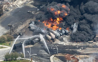 Runaway train explosion in Lac Megantic, Quebec, From ImagesAttr