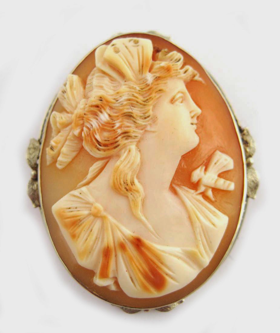 Butterfly Winged Goddess - Psyche - Antique Cameo Brooch Antique Carved Shell Cameo of Psyche