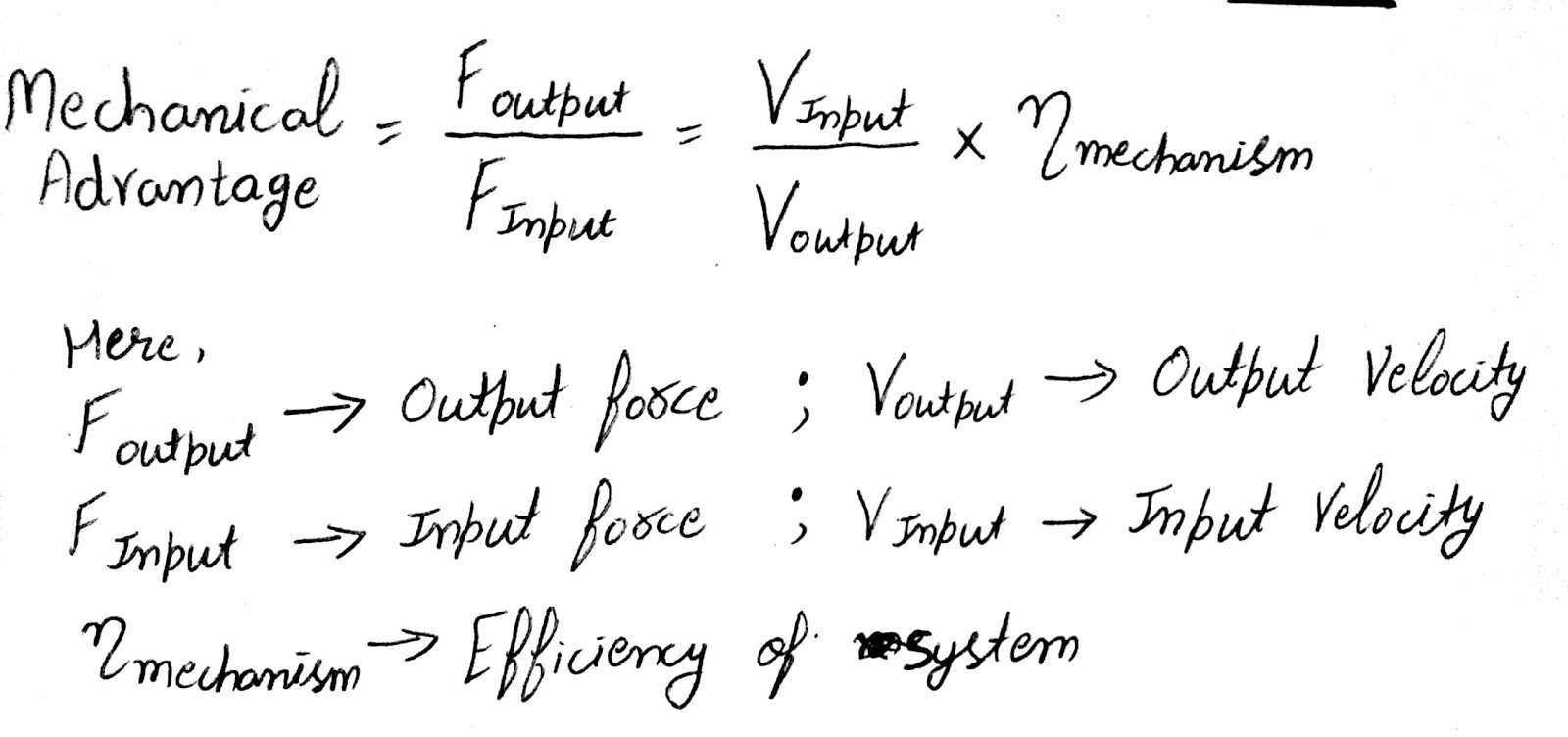 Lecture 15 (Mechanical advantage, mechanism efficiency, toggle mechanism)
