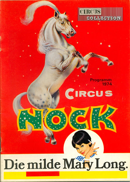 Programme papier de la saison 1974 du cirque Nock avec une publicité pour les cigarettes  Mary Long