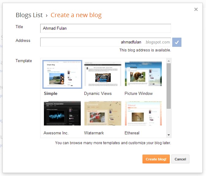Cara Membuat Blog di Blogspot 