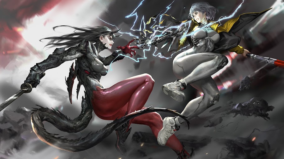Sci-Fi, Girls, Fighting, 4K, #77