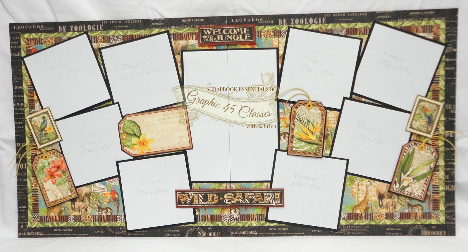 Another Graphic 45 Safari Adventure Class! Two Double Page Layouts