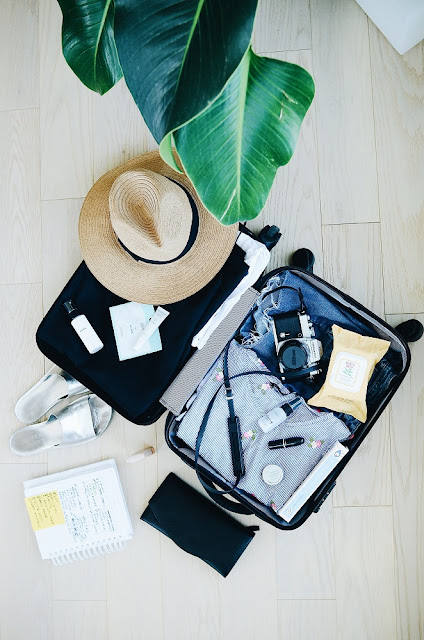 Flatlay of suitcase Flatlay of suitcase