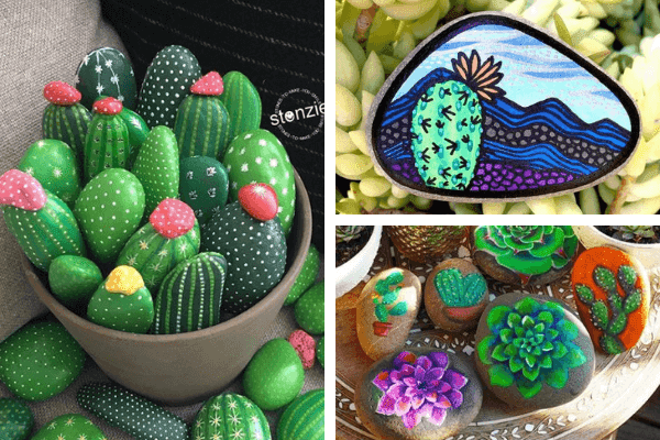 50+ painted rocks that look like succulents & cacti - I Love