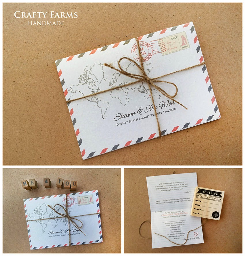 Wedding Card Malaysia Crafty Farms Handmade Vintage Airmail Airmail Postcard Theme Wedding Card Vintage Kad Kahwin