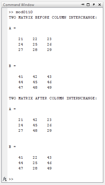 How To Interchange a ROW OR COLUMN of Two Matrix in MATLAB - INFO4EEE
