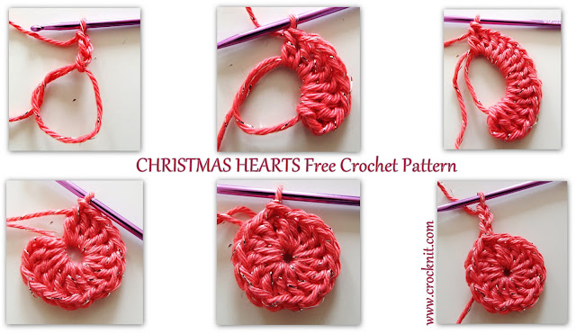how to crochet, free crochet patterns, hearts, christmas hearts,