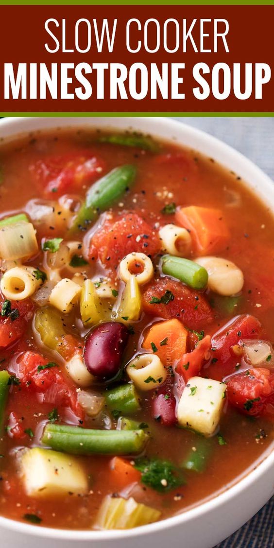 HEARTY SLOW COOKER MINESTRONE SOUP RECIPE