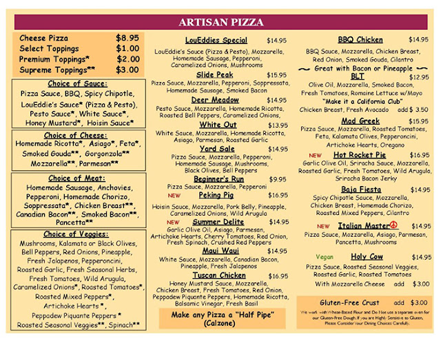 loueddies pizza menu, places to eat in lake arrowhead