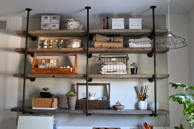 Galvanized pipe shelving :: OrganizingMadeFun.com