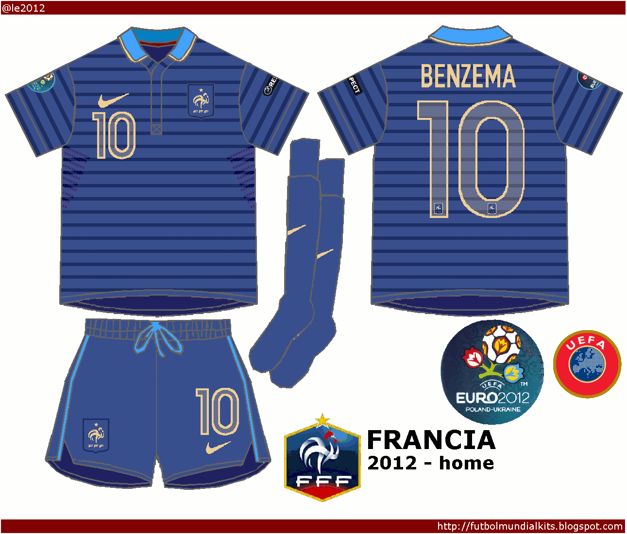 Fútbol Mundial Kits Uruguay Selección de Francia 2012 (eurocopa)