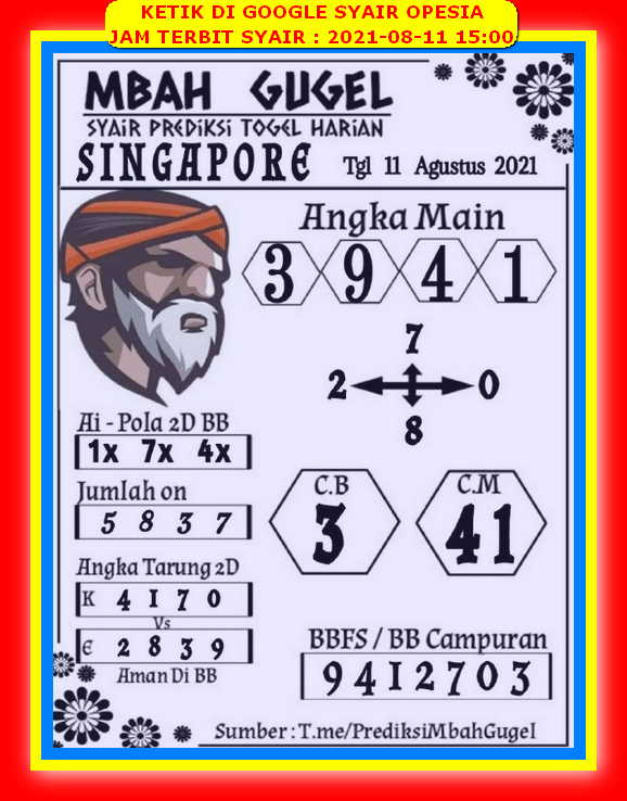 Syair Singapura Hari Ini 11 Agustus 2021 Opesia Official