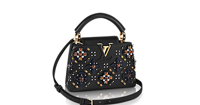 Louis Vuitton Sequined Mini Capucines Bag - Black Handle Bags