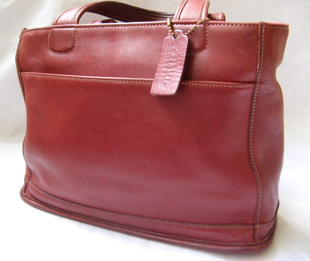 COACH HANDBAG VINTAGE LEATHER BAGS RED WOMENS