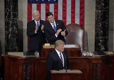 Donald Trump Mike Pence Paul Ryan clapping State of the Union 2017 Joint Address to Congress beginning