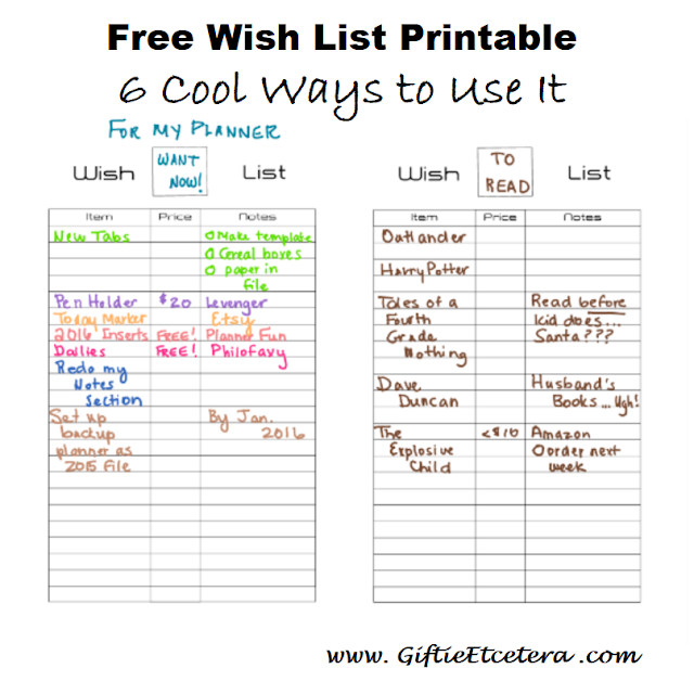 wish list, free printable, wish list printable