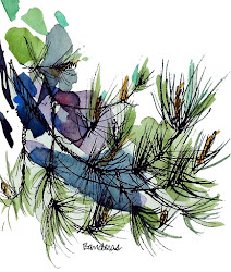 pine watercolor trees ink terry