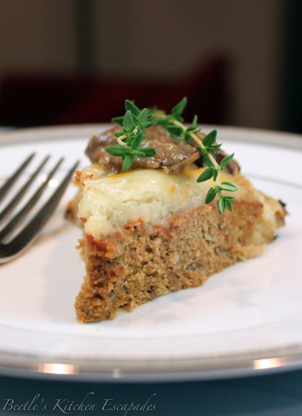 Beetle's Kitchen Escapades Turkey Meatloaf Pie with a simple Mushroom