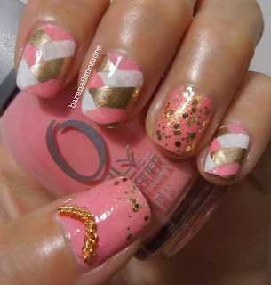 Orly Cotton Candy with China Glaze Passion braid and Essence Make it Golden