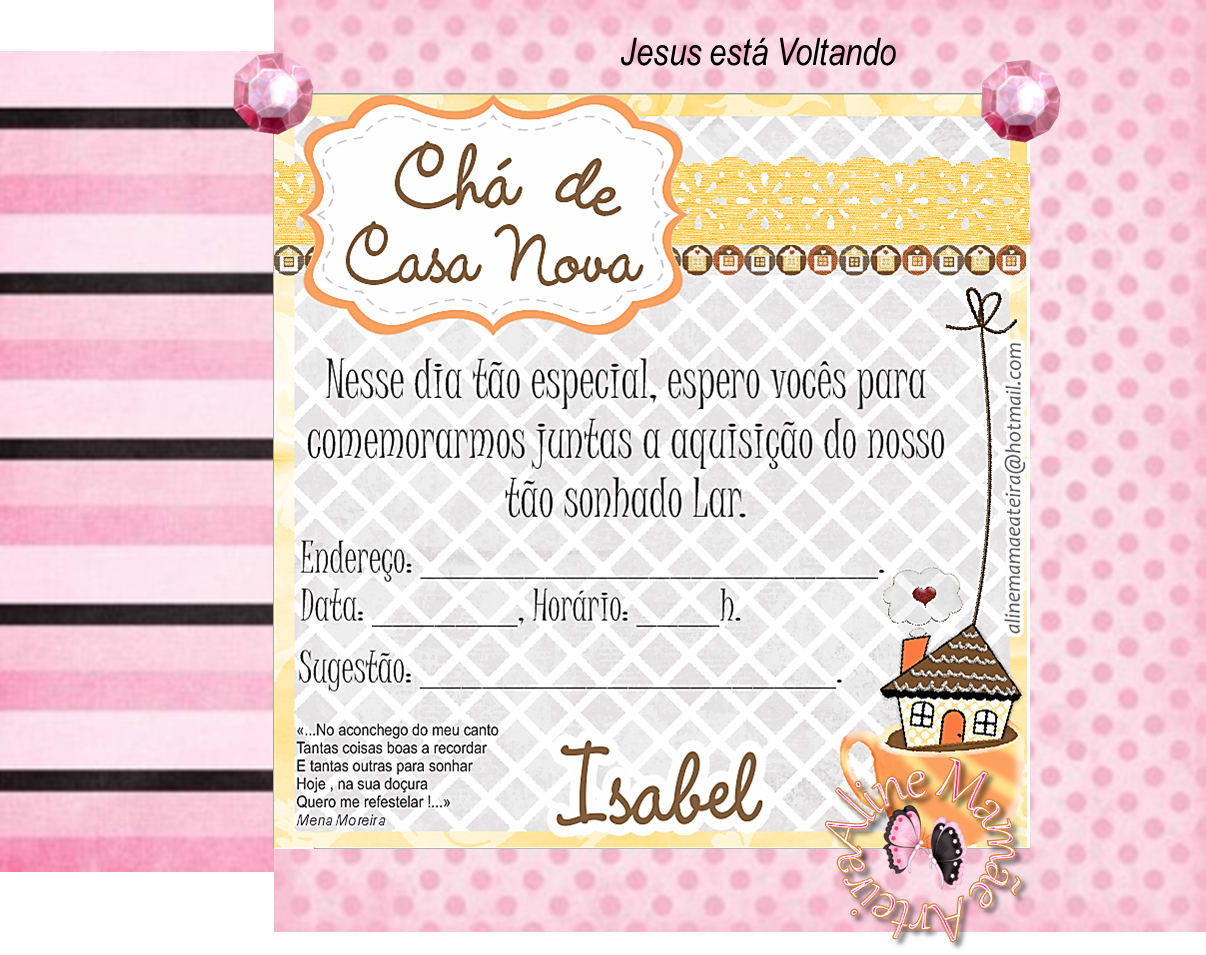ARTE DIGITAL Convite Chá de Casa Nova ARTE DIGITAL Convite Chá de Casa Nova