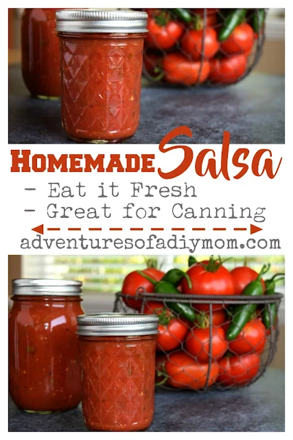 Salsa with a perfect blend of flavors, just a bit spicy and perfect for canning. 