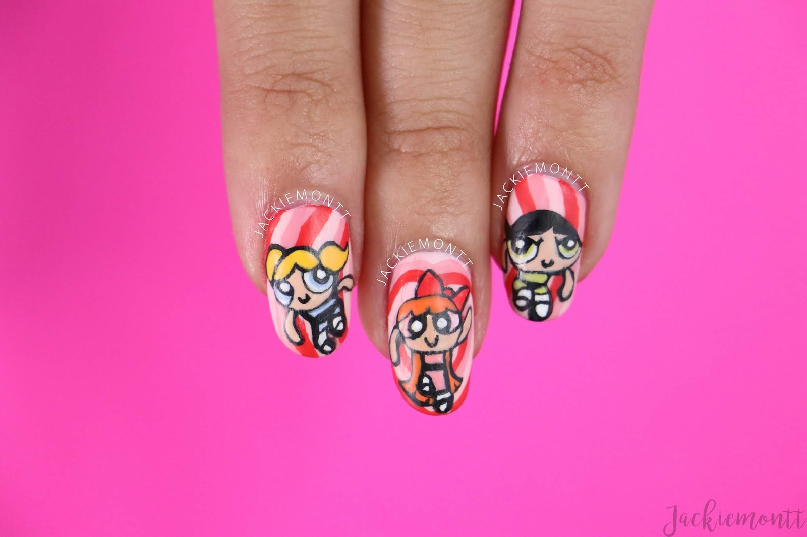 Powerpuff Girls Nail Art for Valentine's Day JACKIEMONTT