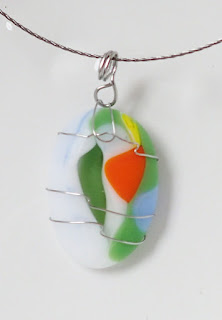 Happy Stone fused glass pendant by Petra Kaiser