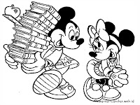  Mewarnai Gambar Mickey Mouse Membawa Banyak Buku Dari Perpustakaan