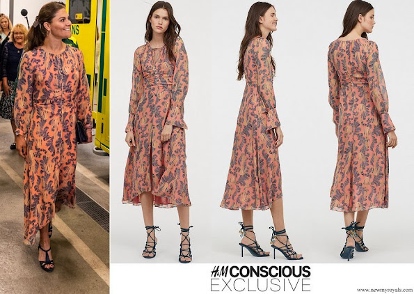 Crown Princess Victoria wore H&M print silk dress H&M Conscious Exclusive