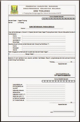 surat pindah sekolah sd format surat pindah sekolah
