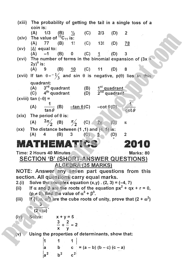 Mathematics-2010-five-year-paper-class-XI
