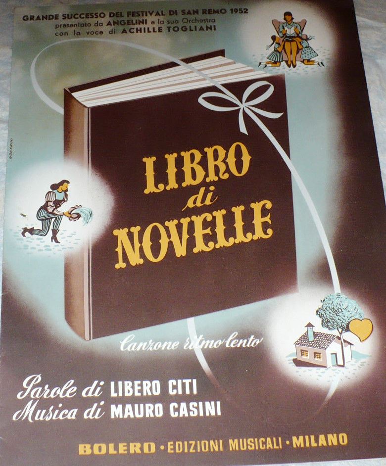 Sanremo festival Sanremo 1952 Achielle Togliani LIBRO DI NOVELLE