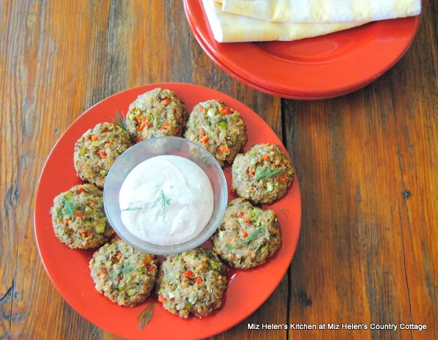 Baked Salmon Cakes with Dill Yogurt Sauce at Miz Helen's Country Cottage