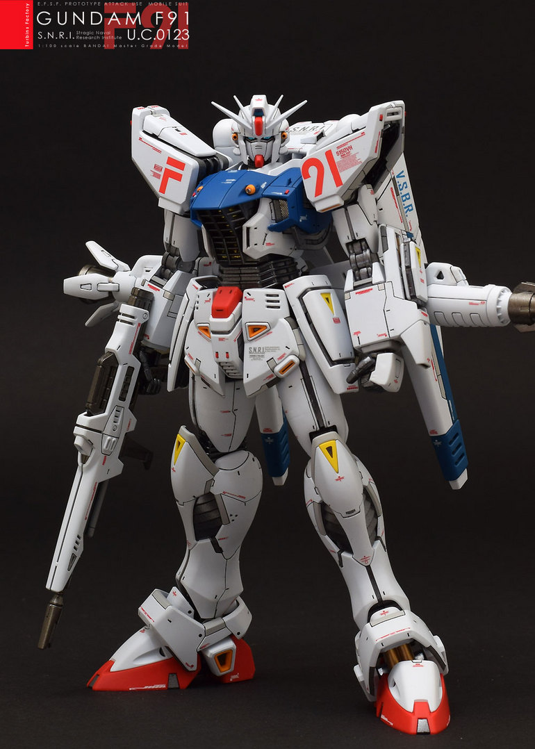 Maquette Bandai MG 1/100 Gundam F91 Ver.2.0 - Avec Canon Arrière & Double V.S.B.R., échelle Détaillée