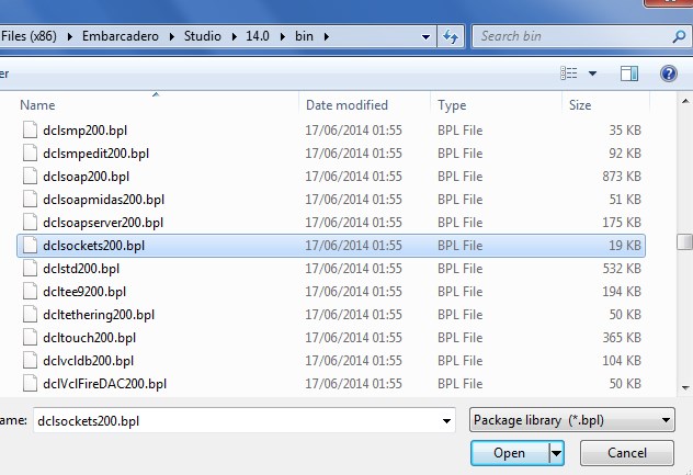 apply the dclsockets200.bpl package