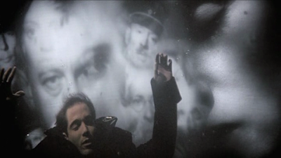 A Still from Europa's Finale, Leopold drowning, multiple exposure, Directed by Lars von Trier