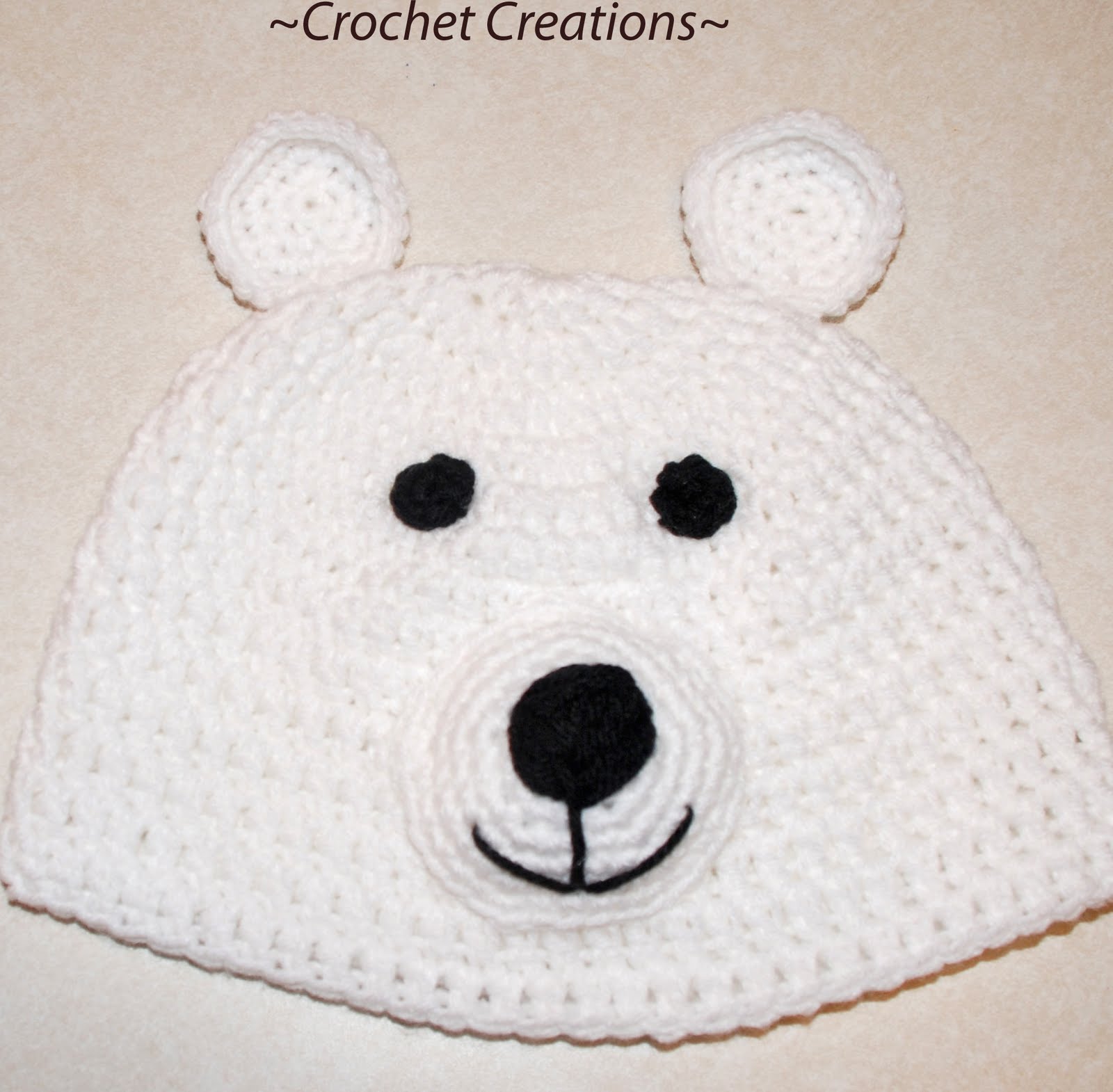 Amy's Crochet Creative Creations Crochet Polar Bear Child Hat (All Sizes)