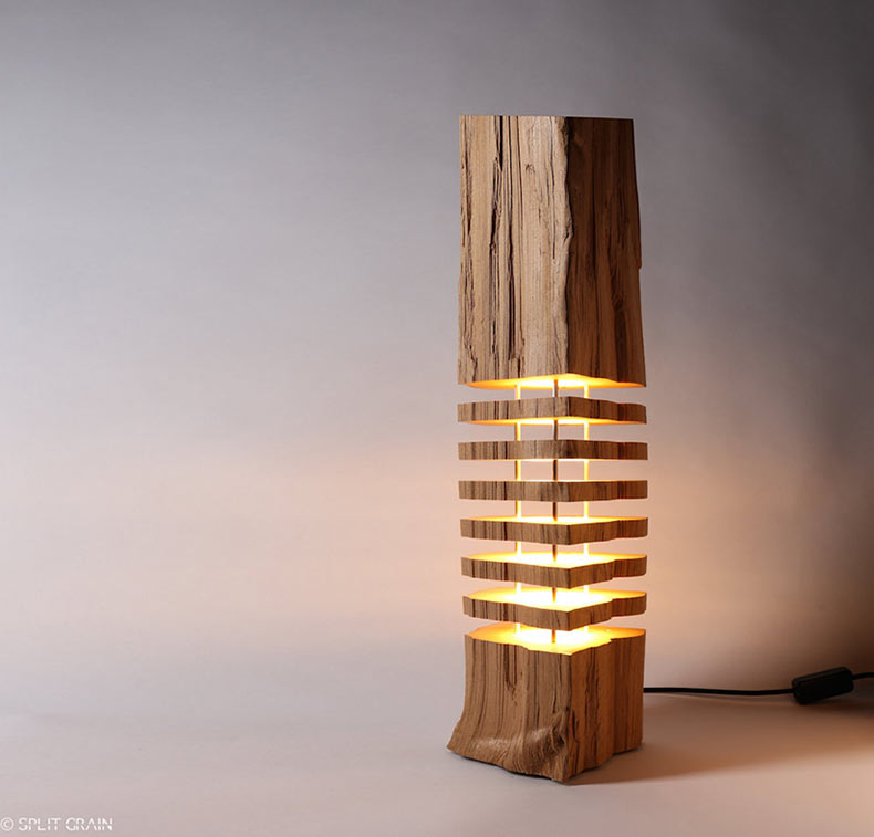 Lámparas minimalistas hechas con rodajas de leña por split grain ... Diseño Lámparas Minimalistas