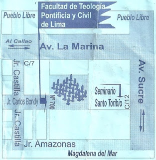 Plano de Facultad de Teologia Pontificia y Civil de Lima para confirmación Imagen escaneada del plano de Facultad de Teologia Pontificia y Civil de Lima para confirmación
