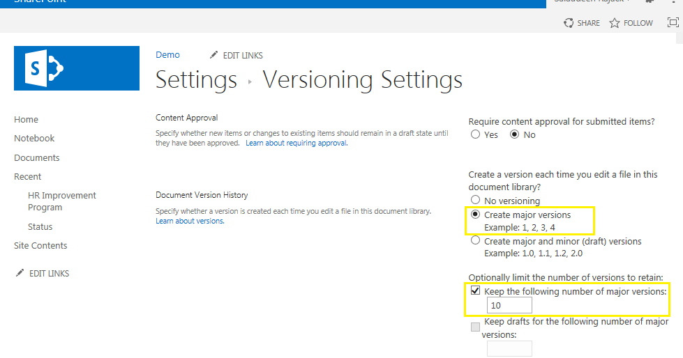 Enable Versioning For All Document Libraries In Sharepoint Sharepoint Diary