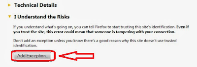 Pilih "Add exception"