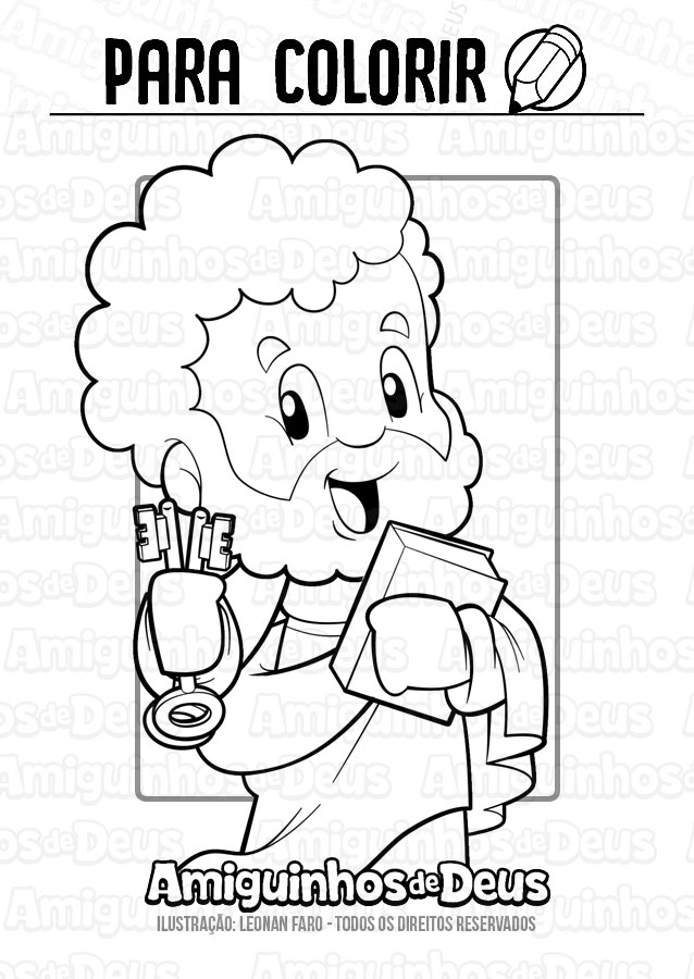 são pedro desenho para colorir amiguinhos de deus
